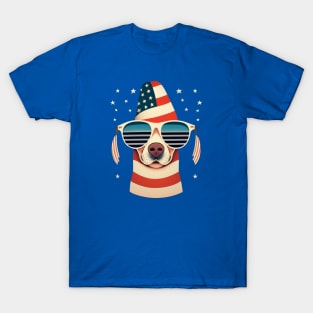 Dog With USA Flag Sunglasses T-Shirt